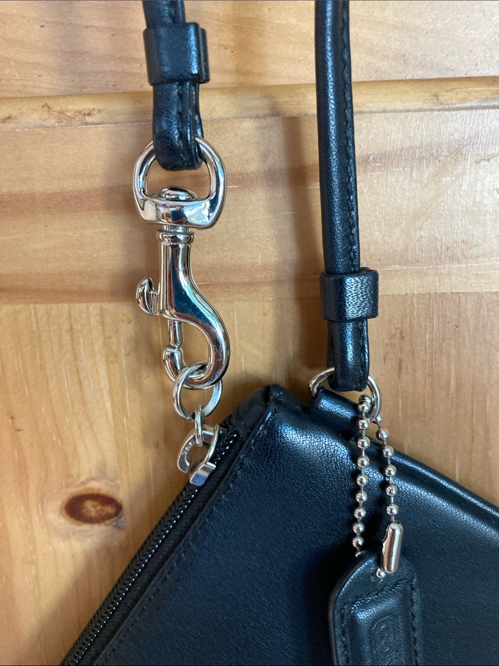 Coach Navy Leather Wristlet Crossbody - Picture 4 of 5